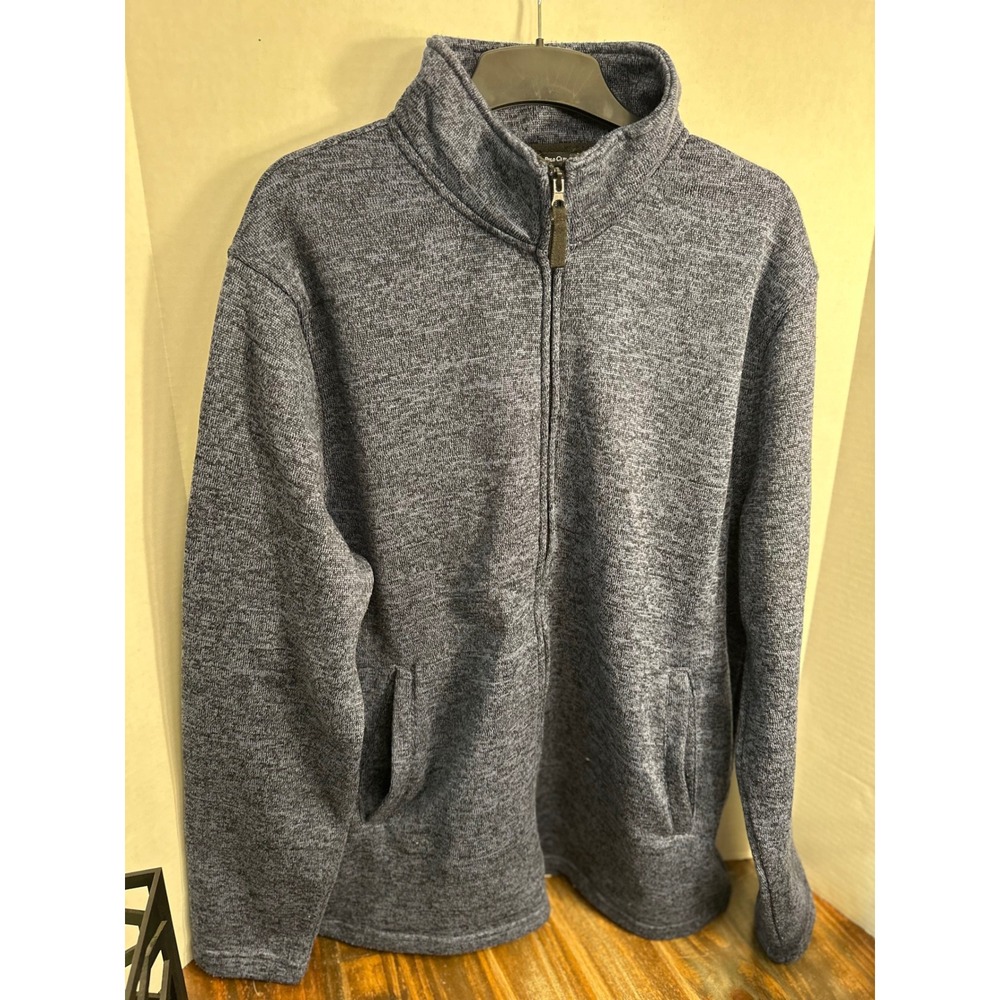 Beverly Hills Polo Club Mens Full Zip Fleece Jacket XL Blue Gray Mock Neck